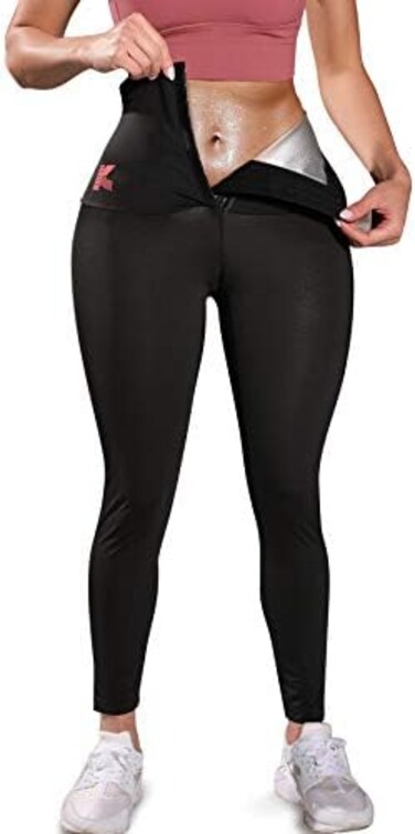 KUMAYES Sauna Leggings for Women Sweat Pants High Waist Compression Slimming Hot Thermo Workout Training Capris Body Shaper.