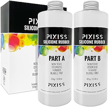 Pixiss Silicone Mold Making Kit Liquid Silicone Rubber Bubble Free Translucent Clear Mold Making Silicone-Mixing Ratio 1:1-Molding Silicone for Resin Molds,Silicone Molds DIY(21. 16oz.