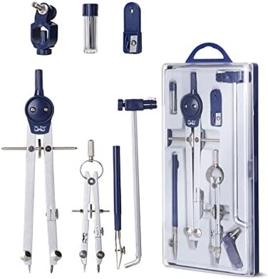 Mr. Pen- Professional Geometry Set Metal Compass, 7 pcs, Geometry Precision Tool Set with Shatterproof Storage Box, Drafting ToolsDrafting Kits, Circle Drawing Tools for Engineers Students.