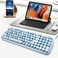 MOFII Bluetooth Wireless Keyboard for iPad, Laptop, PC, Mac, Smartphone, Connect 3 Bluetooth Devices, Cute Colorful Round Keys Retro Aesthetic Keyboard - Blue.