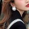 Xerling Large Pearl Stud Earring for Women Statement Big Pearl Button Stud Earrings for Wedding Prom Party Rhinestones Beaded Earrings, Silver, Rhinestone, Pearl.