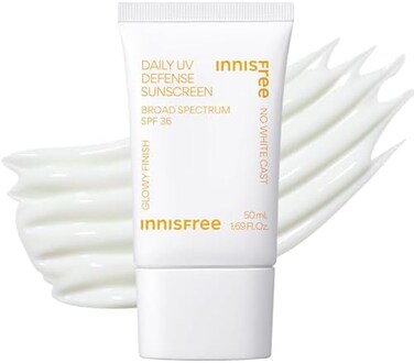 innisfree Daily UV Defense Sunscreen Broad Spectrum SPF 36 Face Lotion, White, 1. 69 Fl Oz (Pack of 1.