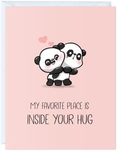 ALY LOU Valentines Day Anniversary Card for Her Him/Girlfriend Wife/Husband Boyfriend, Friendship Thank You Birthday Vday Kawaii Greeting Card (Inside Your Hug.