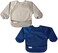 Tiny Twinkle Mess Proof Baby Bib, 2 Pack Long Sleeve Bib Outfit, Waterproof Bibs for Toddlers, Machine Washable, Tug Proof (Grey Indigo, Large 2-4 Years.