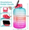 QuiFit 1 Gallon Water Bottle - with StrawMotivational Time Marker Leak-Proof BPA Free Reusable Gym Sports Outdoor Large(128OZCapacity Water Jug(Green/Pink Gradient,1 Gallon.