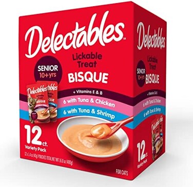 Hartz Delectables Bisque Senior Cat Treat Variety Pack, 1. 4-oz, case of 12.
