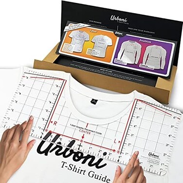 Urboni Tshirt Ruler Guide for Vinyl Alignment and Center Designs, T shirt Ruler Alignment Tool Placement for Heat Press and Cricut.