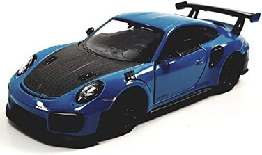 Kinsmart 2010 Porsche 911 GT2 RS Aqua Blue 1/36 Scale Diecast Metal Model Toy Sports Car.
