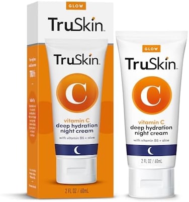 TruSkin Vitamin C Night Cream, Collagen Supporting Blend with Cocoa Butter, Vitamin B5, Botanical Essential OilsOrganic Aloe Vera for Anti Aging, Brightening and Firming Skin, FaceNeck, 2 Fl Oz.