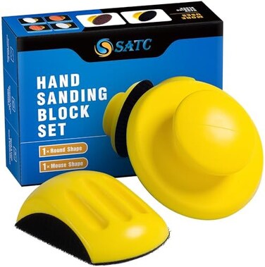 S SATC Hand Sanding Block 5 Inch Hook and Loop Hand Sanding Pad Round and Mouse-shaped Hand Sanding Holder for 5 Inch Hook and Loop Discs, 2 PCS.