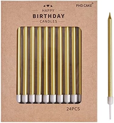 PHD CAKE Long Thin Birthday CandlesCandlesBirthday PartiesWedding DecorationsParty Candles (Gold.