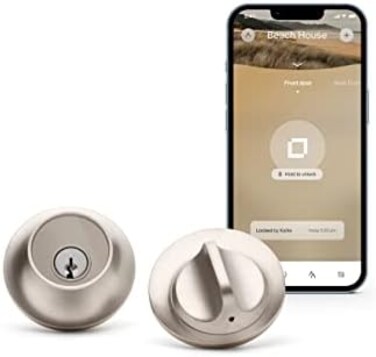 Level Home Inc Level Lock Smart Lock, Keyless Entry, Smartphone Access, Bluetooth Enabled, Works with Apple HomeKit - Satin Nickel.