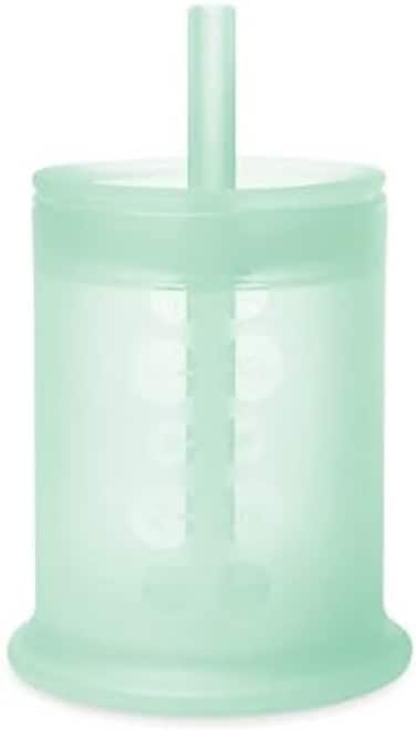 Olababy Silicone Training Cup with Straw LidBabies Water Drinking Cup6Mo Infant To 12-18 Months ToddlerSippy Cup For KidsSmoothie CupBaby Led Weaning (Mint, 5 oz.
