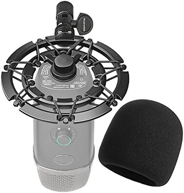YOUSHARES Blue Yeti X Shock Mount with Pop Filter, Alloy Shockmount with Foam Windscreen Reduces Vibration and Shock Noise Matching Boom Arm Mic Stand, Designed for Blue Yeti X Microphone.