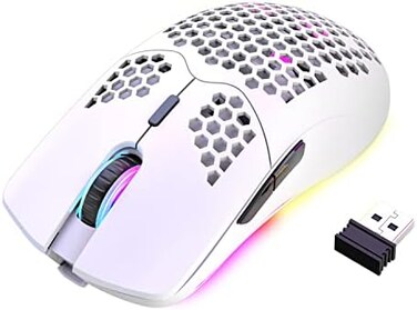 XINMENG Wireless Gaming Mouse Lightweight Honeycomb Design 3200 DPI Rechargeable Gaming Mouse with 16 Rainbow Backlit, USB Receiver,Compatible with PC Gamers and Xbox and PS4 Users.