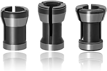 Mesee 3 Pieces Router Collet Chuck, 6mm 6. 35mm 8mm Router Bit Collet Chuck Clamping Adapter for Woodworking CNC Engraving Trimming Carving Machine Tool.
