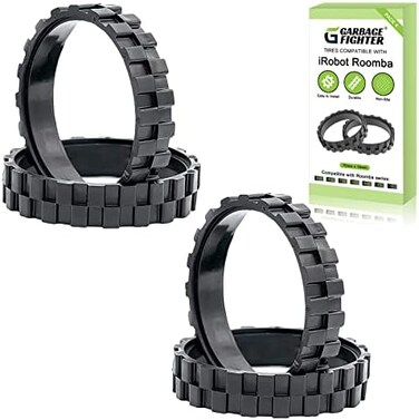 Garbage fighter iTechlife Tires for IROBOT ROOMBA Wheels Series 500, 600, 700, 800 and 900, e5, e6, i7 ,Anti-Slip, Great Adhesion and Easy Assembly, Wheel Replacement for All roomba Models.