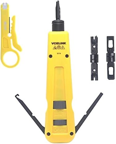 VCELINK Punch Down Tool Kit with 110 and 66 Blades, Mini Wire Stripper, Multi Function Cut and Keystone Punch Down Tool for CAT6/CAT5/CAT3 Network Cables.