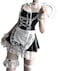 mzenuop BABKAS, Maid Dresses Halloween Maid Outfit Cosplay Sweet Classic Lolita Apron Maid Dress with Socks.