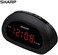SHARP Small Digital Alarm Clock with Snooze and Battery Backup, Easy to Use Top Button Controls for Simple Use, Black Case with Red Easy to Read LED Display.