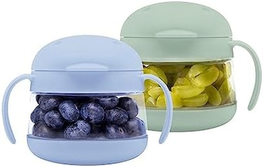 Ubbi Pearhead Ubbi Tweat No Spill Snack Container for Kids, BPA-Free, Toddler Snack Container, SageBlue.