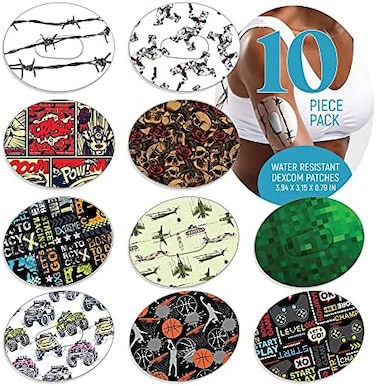 RockaDex Dexcom Adhesive Mix Design Adhesive Patches with Split Backing, Easy to Apply x 10 Pack.