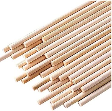 HOPELF 25PCS Dowel Rods Wood Sticks Wooden Dowel Rods - 1/4 x 6 Inch Unfinished Bamboo Sticks - for Crafts and DIYers.