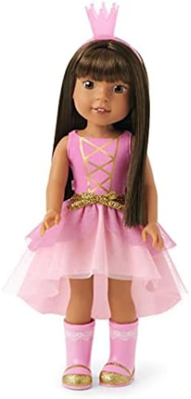 American Girl WellieWishers 14. 5-inch Ashlyn Doll with Pink Leotard, Glitter Skirt, Headband, and Boots, For Ages 4.