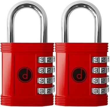 desired tools Padlock (2 Pack4 Digit Combination Lock - for Gym School Locker, Outdoor Gate, Shed, Fence, and Storage - Weatherproof Metal - Keyless, Easy to Set, Resettable - Red.