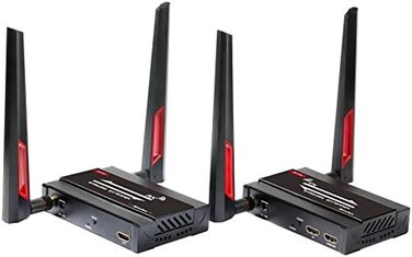 Mirabox Wireless HDMI Extender Kit Supports 1080P Full HD 656FT/200m Wireless HDMI Transmitter and Receiver with HDMI Loop-Out and IR Remote Control for DSLR Camera Projector Laptop Church Home Office