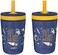 Zak Designs Kelso 15 oz Tumbler Set, (SpaceNon-BPA Leak-Proof Screw-On Lid with Straw Made of Durable Plastic and Silicone, Perfect Baby Cup Bundle for Kids (2pc Set.
