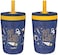 Zak Designs Kelso 15 oz Tumbler Set, (SpaceNon-BPA Leak-Proof Screw-On Lid with Straw Made of Durable Plastic and Silicone, Perfect Baby Cup Bundle for Kids (2pc Set.