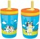طقم أكواب Zak Designs Bluey Kelso سعة 15 أونصة، غطاء لولبي مانع للتسرب وخالٍ من مادة BPA مع ماصة مصنوع من البلاستيك والسيليكون المتين، حزمة مثالية للأطفال، قطعتان (عبوة من 1).