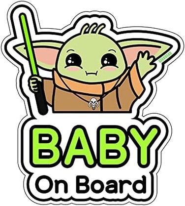 GEEKBEAR Baby on Board Car Sticker - Character Design, Reflective, Weather-Resistant (03. Cute Alien Boy.