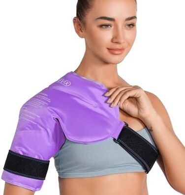 REVIX Shoulder Ice Pack Reusable Gel Ice Wrap for Shoulder Fatigue, Promotes Post-Workout Recovery, Cold Therapy Compression for Man and Women, Purple.