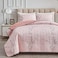 طقم لحاف وردي قابل للعكس من UOZZI BEDDING مكون من 3 قطع، مقاس كوين كامل 88x88، مصنوع من ألياف دقيقة ناعمة وخفيفة الوزن، طقم غطاء سرير صيفي مناسب لجميع الفصول (1 لحاف 2 غطاء وسادة).