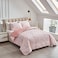 طقم لحاف وردي قابل للعكس من UOZZI BEDDING مكون من 3 قطع، مقاس كوين كامل 88x88، مصنوع من ألياف دقيقة ناعمة وخفيفة الوزن، طقم غطاء سرير صيفي مناسب لجميع الفصول (1 لحاف 2 غطاء وسادة).