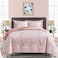 طقم لحاف وردي قابل للعكس من UOZZI BEDDING مكون من 3 قطع، مقاس كوين كامل 88x88، مصنوع من ألياف دقيقة ناعمة وخفيفة الوزن، طقم غطاء سرير صيفي مناسب لجميع الفصول (1 لحاف 2 غطاء وسادة).