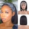 OYM HAIR Short Headband Wig bob for Black Women Brazilian virgin Human Hair Wig for Women Easy to Wear Half Wig with Free Headband Natural Color 150% Density (10 Inch.