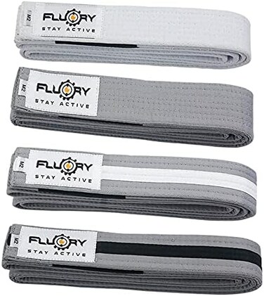 FLUORY BJJ Belt for Kids, Brazilian Jiu Jitsu Belts Made of 100% Cotton.