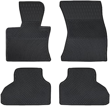 سجادات أرضية سيارة من ماتيريكو مصممة خصيصًا لسيارات BMW X5 F15 2014-2018 و X6 F16 2015-2019، سجادات أرضية مطاطية سوداء بالكامل، حماية من جميع الأحوال الجوية، شديدة التحمل، عديمة الرائحة.