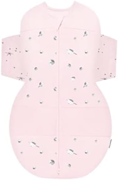 Happiest Baby SNOO Sleep Sack - 100% Organic Cotton Baby Swaddle Blanket - Doctor Designed Promotes Healthy Hip Development (Rose Planets, Large.
