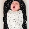 Happiest Baby SNOO Sleep Sack - 100% Organic Cotton Baby Swaddle Blanket - Doctor Designed Promotes Healthy Hip Development (Ivory Planets Black Wings, Large.
