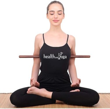 SoulGenie HEALTHANDYOGA StretchNHeal Multi-Use Wooden Yoga Stick &ndash; Physical Workout Exercise Dowel, Stretch and Mobility Stick - Easy Carry, Collapsible and Portable Posture Corrector Pole.