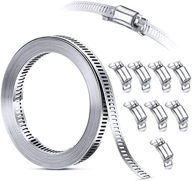 Steelsoft Cut-To-Fit Hose Clamp Set Assortment, DIY Odd Sizes 2. 5''-45'' Diameter Options, 304 Stainless Steel, 12 Feet Band Strap8 fasteners, Super Easy To Use.
