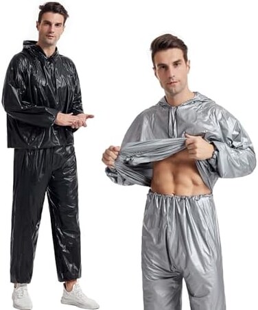 DawnBreak Sauna Sweat Suit for Women/Men with Hoodie Zipper Weight Loss Fitness Exercise Gym Workout Suit Top Pants.