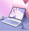 AnMengXinLing iPad Mini 5 Keyboard CaseMouse Detachable Wireless Bluetooth Keyboard Pencil Holder Slim Leather Smart Cover for iPad Mini 5th Gen 2019 (iPad Mini 5, Purple.