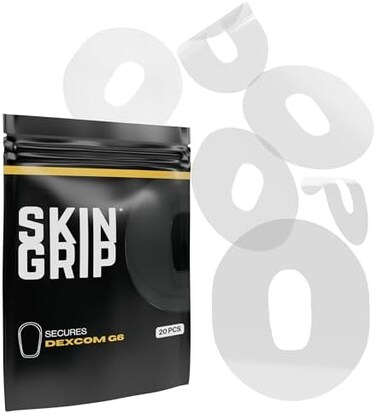 Skin Grip Adhesive Patches for Dexcom G6 CGM (20-Pack, WaterproofSweatproof for 10-14 Days, Pre-Cut Adhesive Tape, Continuous Glucose Monitor Protection(Clear.