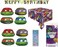 Unique Teenage Mutant Ninja Turtles TMNT Birthday Party Supplies Decoration Bundle Includes 1 Table Cover, Happy Birthday Banner Decoration, 8 Paper Masks, 1 Dinosaur Sticker Sheet.