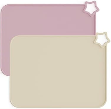 Moonkie Silicone Placemats for BabyKid, Stain-Proof Non-Slip Toddler Food Mats Eating Table Mat with 2 Packs(Ether/Sage.
